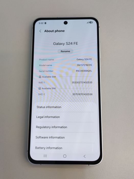 Samsung S24 FE · 7/8