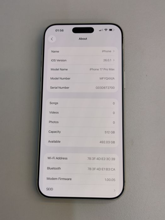 iPhone 17 Pro Max · 8/9