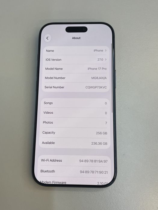 iPhone 17 Pro · 7/9