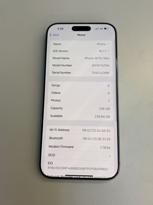 iPhone 16 Pro Max · 7/9