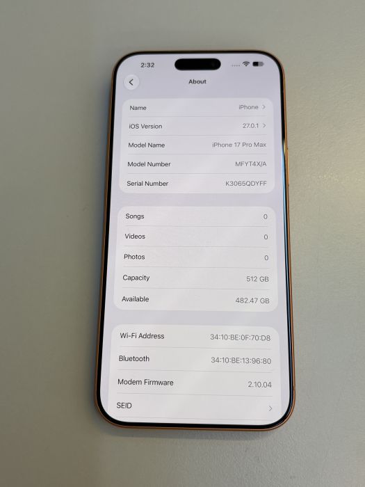 iPhone 17 Pro Max · 8/9