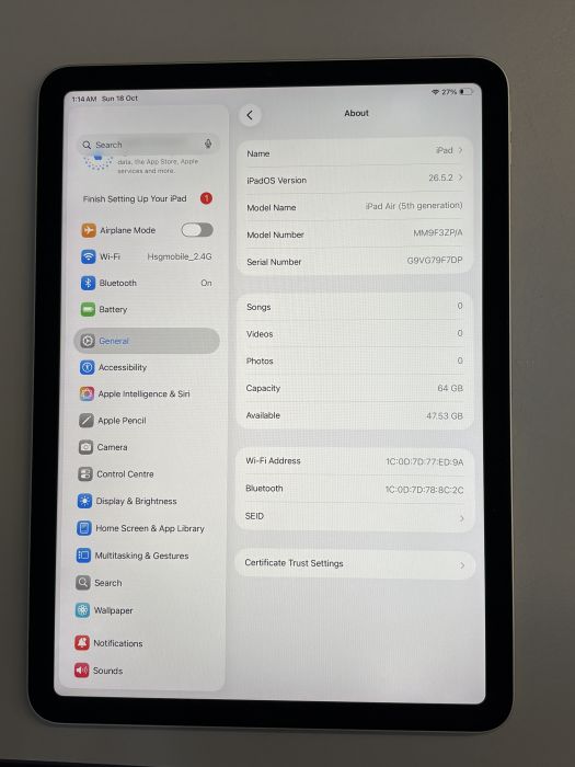 iPad Air (5th Gen / M1 2022) Wi-fi · 6/7