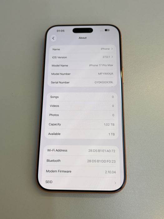 iPhone 17 Pro Max · 8/9