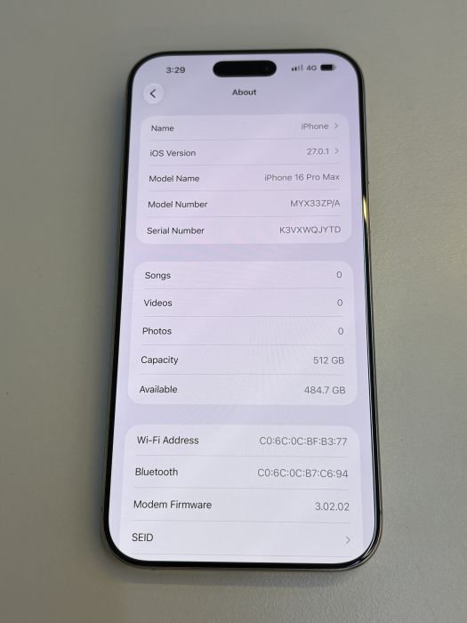 iPhone 16 Pro Max · 7/9