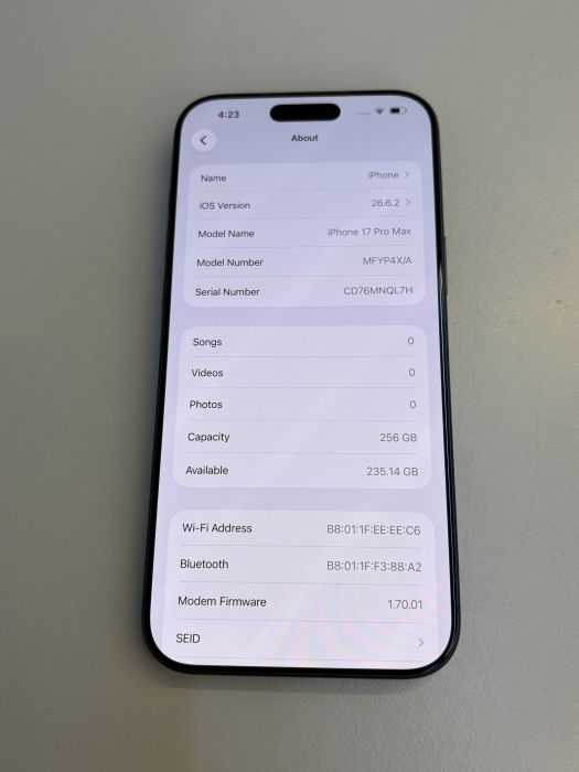 iPhone 17 Pro Max · 7/9